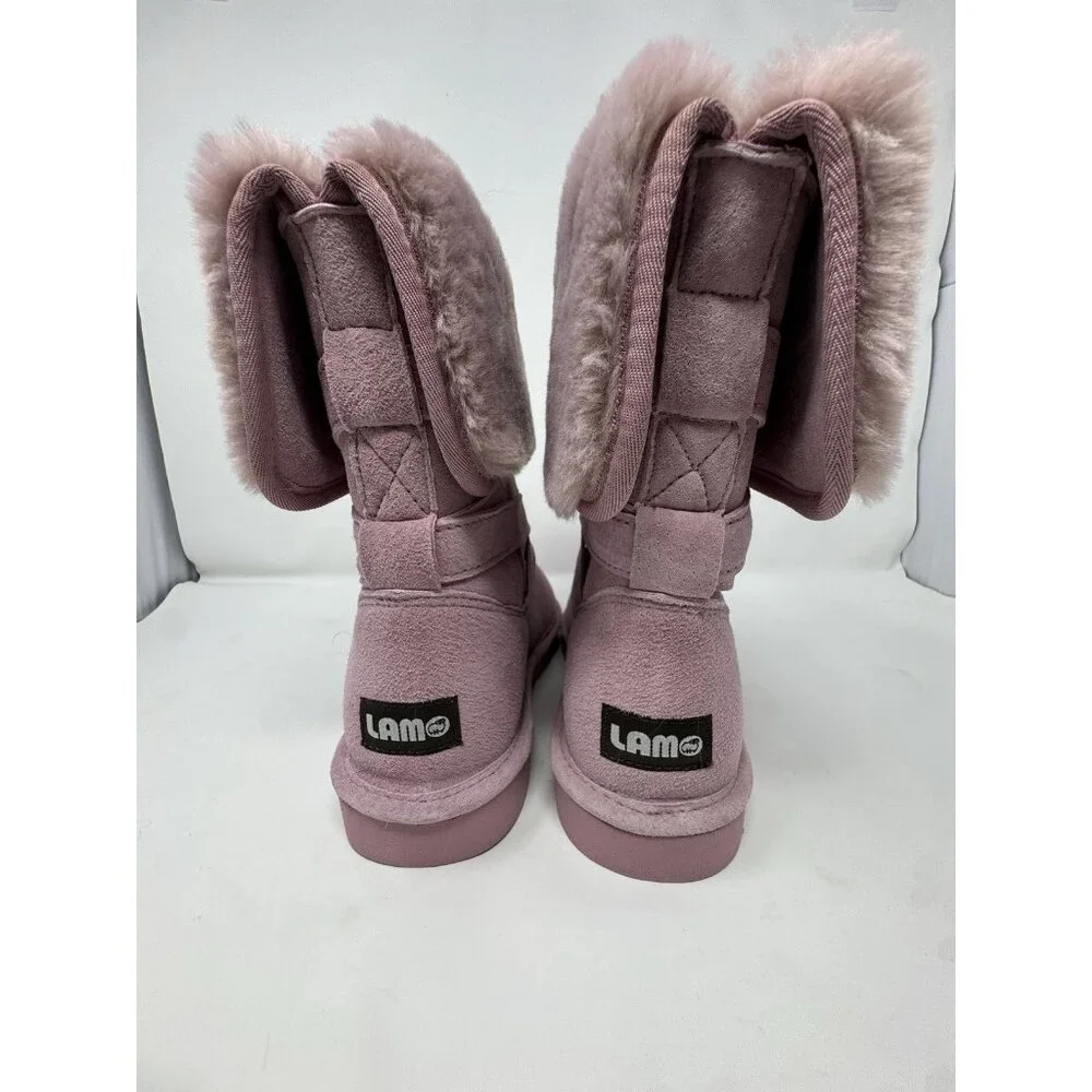 LAMO Womens Pink Suede Winter Boots 8 Furry